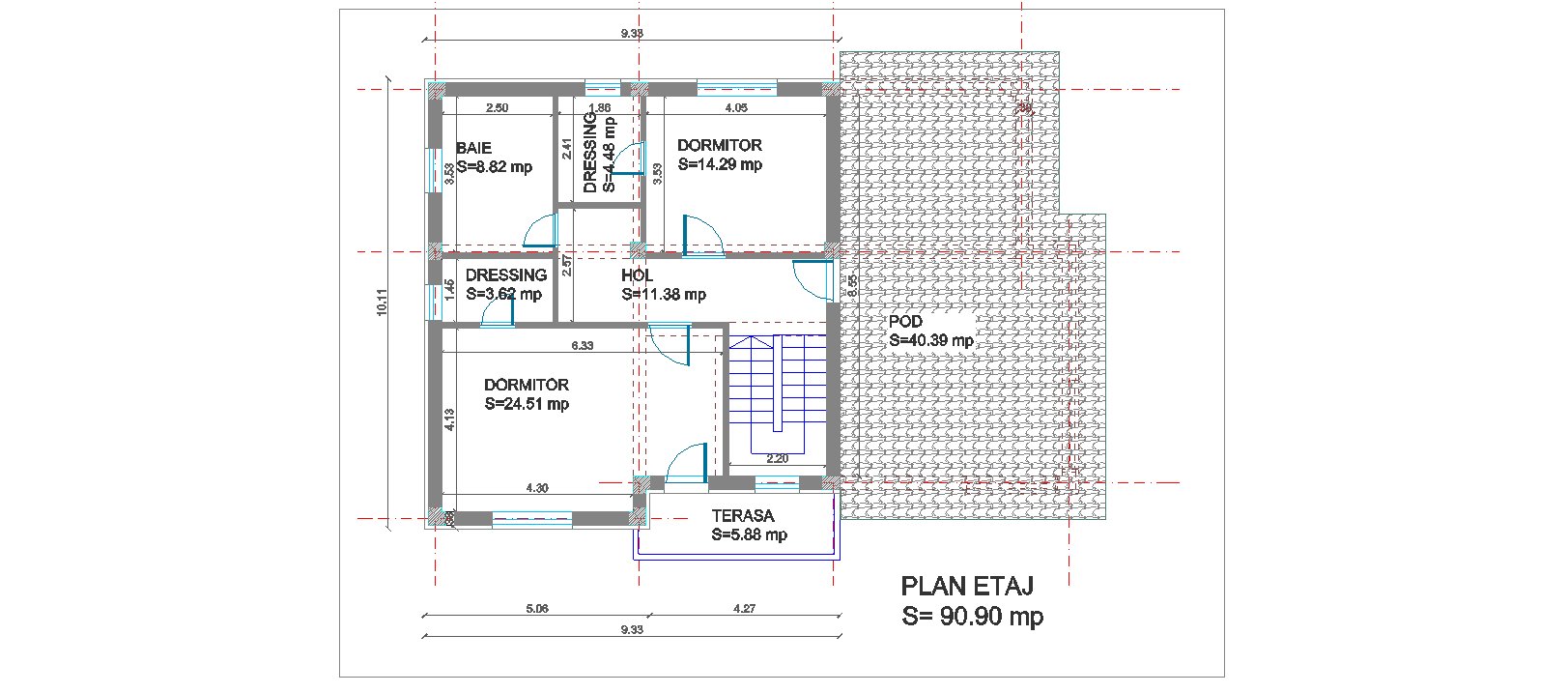 Proiect Arhitectura locuinte individuale Parter si etaj mansardat 4 schita plan etaj 