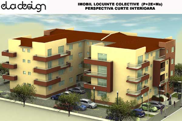 locuinte colective Imobil locuinte colective Parter si 3 etaje perspectiva curte interioara 