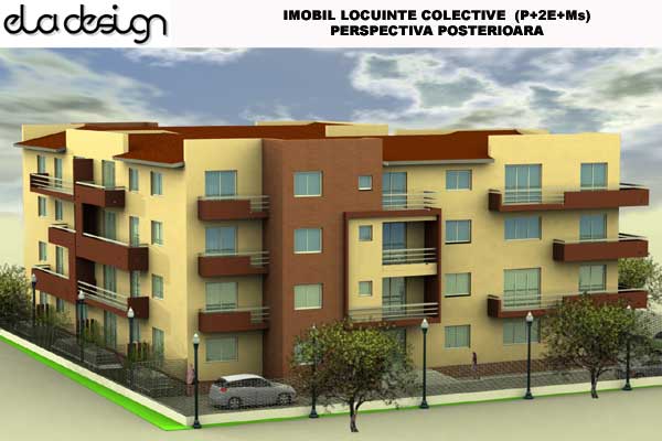 locuinte colective Imobil locuinte colective Parter si 3 etaje perspectiva posterioara 