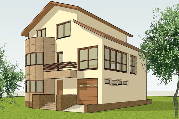 locuinte individuale Casa parter etaj mansarda cu garaj si sera perspectiva 