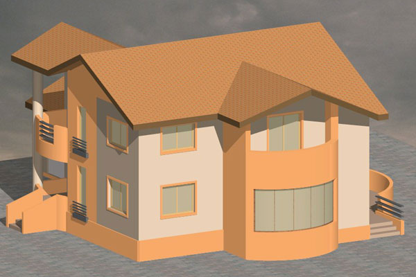 locuinte individuale Parter si mansarda cu garaj perspectiva laterla dreapta 