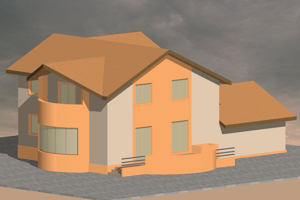 locuinte individuale Parter si mansarda cu garaj perspectiva posterioara 